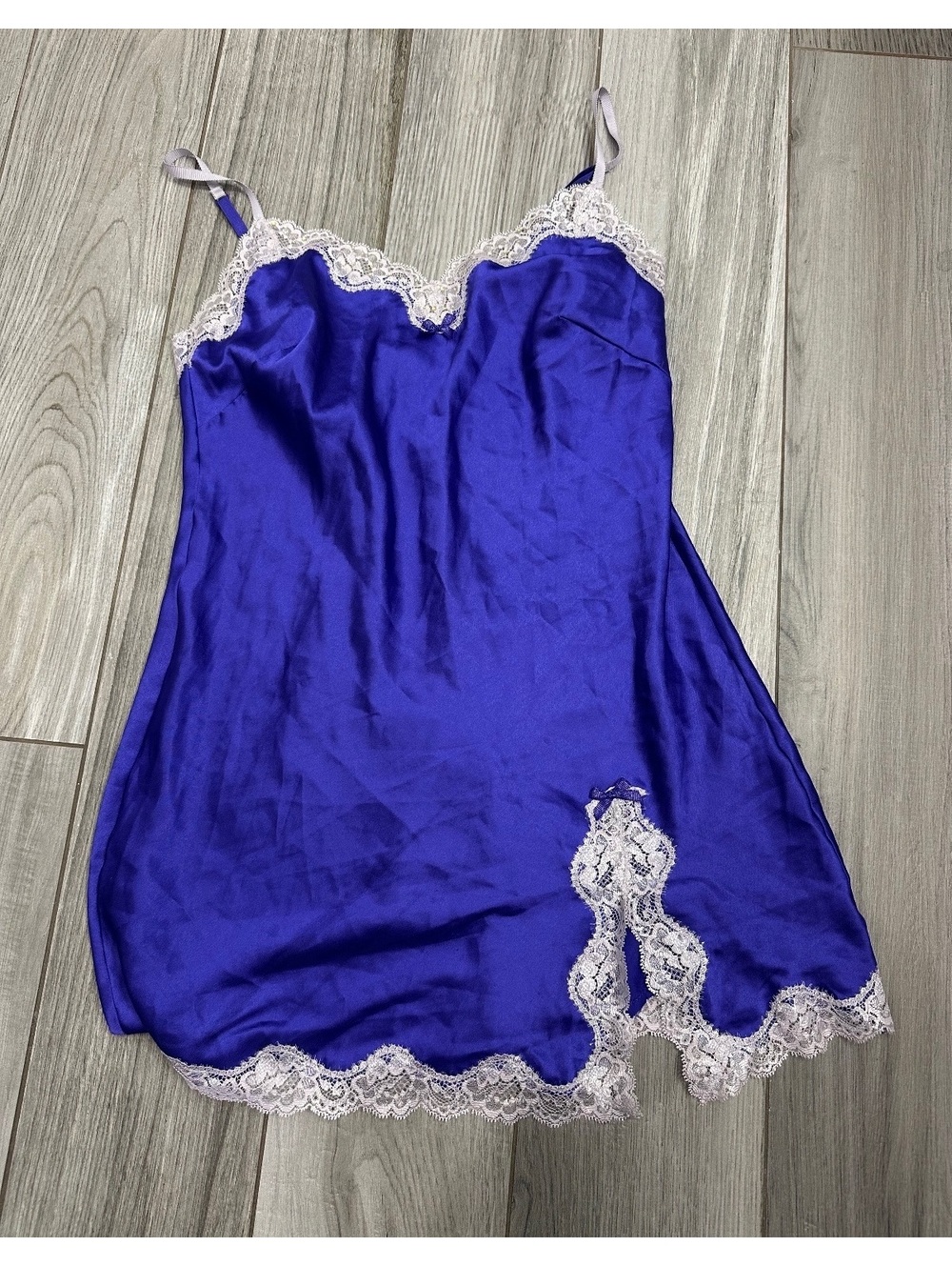 Victoria's Secret Purple Satin Lace Trim Slip Dress XS
